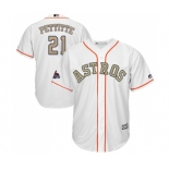 Men's Majestic Houston Astros #21 Andy Pettitte Replica White 2018 Gold Program Cool Base MLB Jersey