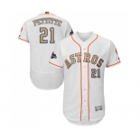 Men's Majestic Houston Astros #21 Andy Pettitte White 2018 Gold Program Flex Base Authentic Collection MLB Jersey