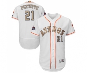 Men's Majestic Houston Astros #21 Andy Pettitte White 2018 Gold Program Flex Base Authentic Collection MLB Jersey