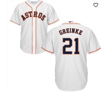 Men's Majestic Houston Astros #21 Greinke White Cool Base MLB Jersey