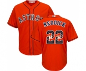 Men's Majestic Houston Astros #22 Josh Reddick Authentic Orange Team Logo Fashion Cool Base MLB Jersey