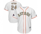 Men's Majestic Houston Astros #24 Jimmy Wynn Replica White 2018 Gold Program Cool Base MLB Jersey