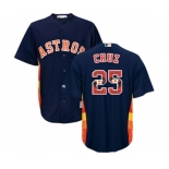 Men's Majestic Houston Astros #25 Jose Cruz Jr. Authentic Navy Blue Team Logo Fashion Cool Base MLB Jersey