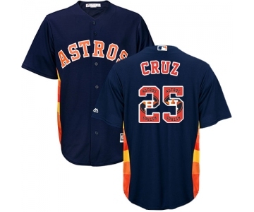 Men's Majestic Houston Astros #25 Jose Cruz Jr. Authentic Navy Blue Team Logo Fashion Cool Base MLB Jersey