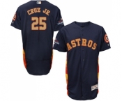 Men's Majestic Houston Astros #25 Jose Cruz Jr. Navy Blue Alternate 2018 Gold Program Flex Base Authentic Collection MLB Jersey