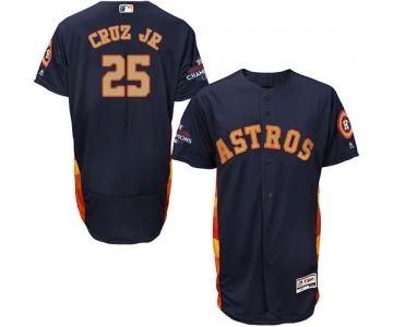 Men's Majestic Houston Astros #25 Jose Cruz Jr. Navy Blue Alternate 2018 Gold Program Flex Base Authentic Collection MLB Jersey