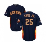 Men's Majestic Houston Astros #25 Jose Cruz Jr. Replica Navy Blue Alternate 2018 Gold Program Cool Base MLB Jersey