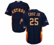 Men's Majestic Houston Astros #25 Jose Cruz Jr. Replica Navy Blue Alternate 2018 Gold Program Cool Base MLB Jersey