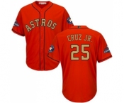 Men's Majestic Houston Astros #25 Jose Cruz Jr. Replica Orange Alternate 2018 Gold Program Cool Base MLB Jersey