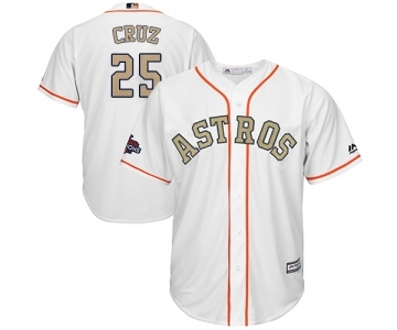 Men's Majestic Houston Astros #25 Jose Cruz Jr. Replica White 2018 Gold Program Cool Base MLB Jersey