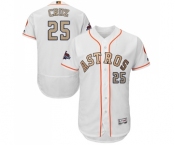 Men's Majestic Houston Astros #25 Jose Cruz Jr. White 2018 Gold Program Flex Base Authentic Collection MLB Jersey