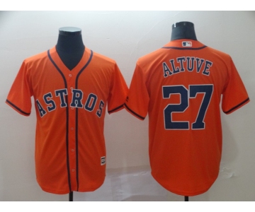 Men's Majestic Houston Astros #27 Jose Altuve Replica Orange Cool Base MLB Jersey