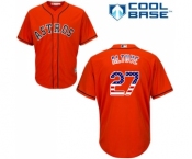 Men's Majestic Houston Astros #27 Jose Altuve Replica Orange USA Flag Fashion MLB Jersey