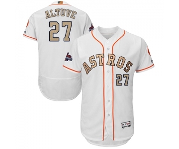 Men's Majestic Houston Astros #27 Jose Altuve White 2018 Gold Program Flex Base Authentic Collection MLB Jersey