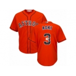 Men's Majestic Houston Astros #3 Norichika Aoki Authentic Orange Team Logo Fashion Cool Base MLB Jersey