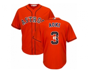 Men's Majestic Houston Astros #3 Norichika Aoki Authentic Orange Team Logo Fashion Cool Base MLB Jersey