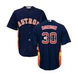 Men's Majestic Houston Astros #30 Hector Rondon Authentic Navy Blue Team Logo Fashion Cool Base MLB Jersey