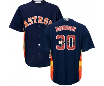 Men's Majestic Houston Astros #30 Hector Rondon Authentic Navy Blue Team Logo Fashion Cool Base MLB Jersey