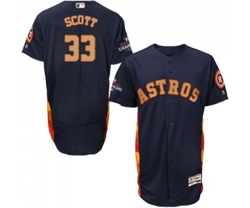 Men's Majestic Houston Astros #33 Mike Scott Navy Blue Alternate 2018 Gold Program Flex Base Authentic Collection MLB Jersey