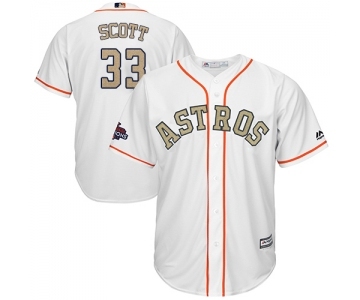 Men's Majestic Houston Astros #33 Mike Scott Replica White 2018 Gold Program Cool Base MLB Jersey