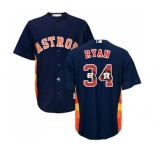 Men's Majestic Houston Astros #34 Nolan Ryan Authentic Navy Blue Team Logo Fashion Cool Base MLB Jersey