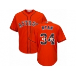 Men's Majestic Houston Astros #34 Nolan Ryan Authentic Orange Team Logo Fashion Cool Base MLB Jersey