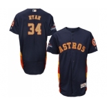 Men's Majestic Houston Astros #34 Nolan Ryan Navy Blue Alternate 2018 Gold Program Flex Base Authentic Collection MLB Jersey