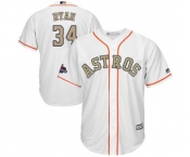 Men's Majestic Houston Astros #34 Nolan Ryan Replica White 2018 Gold Program Cool Base MLB Jersey