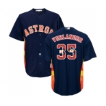 Men's Majestic Houston Astros #35 Justin Verlander Authentic Navy Blue Team Logo Fashion Cool Base MLB Jersey