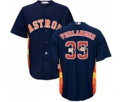 Men's Majestic Houston Astros #35 Justin Verlander Authentic Navy Blue Team Logo Fashion Cool Base MLB Jersey