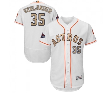 Men's Majestic Houston Astros #35 Justin Verlander White 2018 Gold Program Flex Base Authentic Collection MLB Jersey