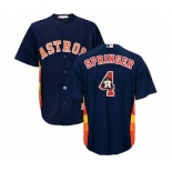 Men's Majestic Houston Astros #4 George Springer Authentic Navy Blue Team Logo Fashion Cool Base MLB Jersey