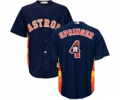 Men's Majestic Houston Astros #4 George Springer Authentic Navy Blue Team Logo Fashion Cool Base MLB Jersey