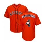 Men's Majestic Houston Astros #4 George Springer Authentic Orange Team Logo Fashion Cool Base MLB Jersey