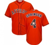 Men's Majestic Houston Astros #4 George Springer Authentic Orange Team Logo Fashion Cool Base MLB Jersey