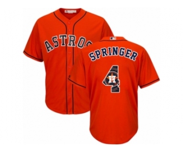 Men's Majestic Houston Astros #4 George Springer Authentic Orange Team Logo Fashion Cool Base MLB Jersey