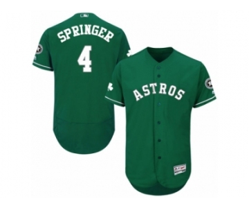 Men's Majestic Houston Astros #4 George Springer Green Celtic Flexbase Authentic Collection MLB Jersey