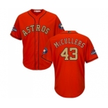 Men's Majestic Houston Astros #43 Lance McCullers Replica Orange Alternate 2018 Gold Program Cool Base MLB Jersey