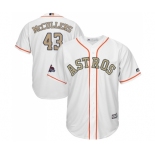 Men's Majestic Houston Astros #43 Lance McCullers Replica White 2018 Gold Program Cool Base MLB Jersey