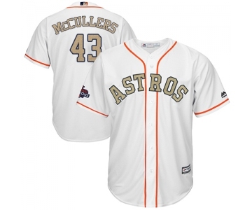 Men's Majestic Houston Astros #43 Lance McCullers Replica White 2018 Gold Program Cool Base MLB Jersey