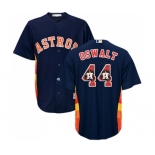 Men's Majestic Houston Astros #44 Roy Oswalt Authentic Navy Blue Team Logo Fashion Cool Base MLB Jersey