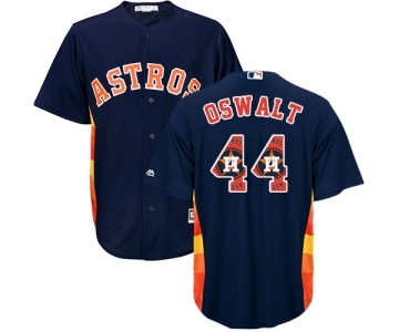 Men's Majestic Houston Astros #44 Roy Oswalt Authentic Navy Blue Team Logo Fashion Cool Base MLB Jersey