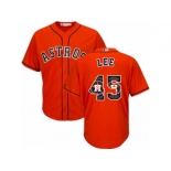 Men's Majestic Houston Astros #45 Carlos Lee Authentic Orange Team Logo Fashion Cool Base MLB Jersey