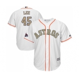 Men's Majestic Houston Astros #45 Carlos Lee Replica White 2018 Gold Program Cool Base MLB Jersey