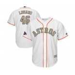 Men's Majestic Houston Astros #46 Francisco Liriano Replica White 2018 Gold Program Cool Base MLB Jersey