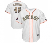 Men's Majestic Houston Astros #46 Francisco Liriano Replica White 2018 Gold Program Cool Base MLB Jersey