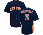 Men's Majestic Houston Astros #5 Jeff Bagwell Authentic Navy Blue Team Logo Fashion Cool Base MLB Jersey