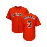 Men's Majestic Houston Astros #5 Jeff Bagwell Authentic Orange Team Logo Fashion Cool Base MLB Jersey