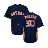 Men's Majestic Houston Astros #50 Charlie Morton Authentic Navy Blue Team Logo Fashion Cool Base MLB Jersey