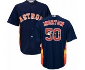 Men's Majestic Houston Astros #50 Charlie Morton Authentic Navy Blue Team Logo Fashion Cool Base MLB Jersey